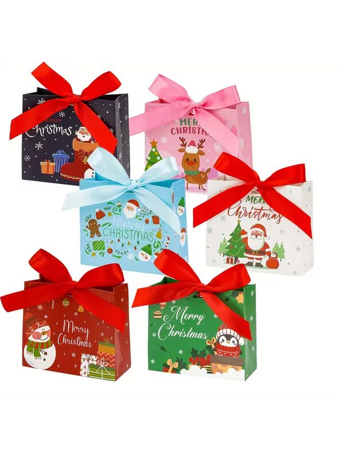 Christmas Gift Bags 15pcs Blue 4.53x3.94x1.77 Inch Foil Party Boxes with Ribbon - Image 1